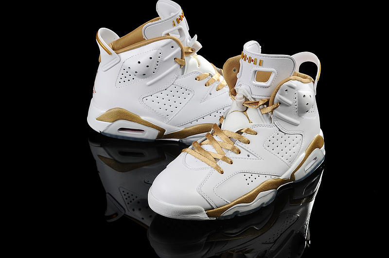 Air Jordan 6 Mens Shoes White/Golden Online